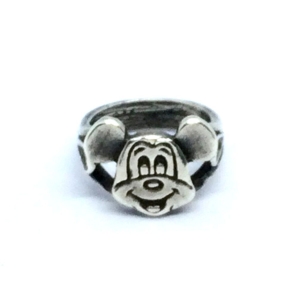 MICKEY MOUSE RING Sterling Silver Vintage Disney Band Womens Child Pinkie Size 3